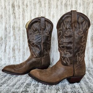 J. Chisholm Vintage Western Cowboy Boots Brown Leather | Men's Size 9D
